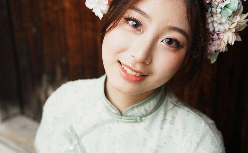 小u – 《绿色旗袍簪花》[17P]